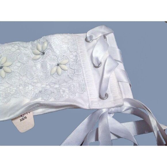 Bridal white VS beaded satin waist cincher xs/sm - Picture 5 of 7